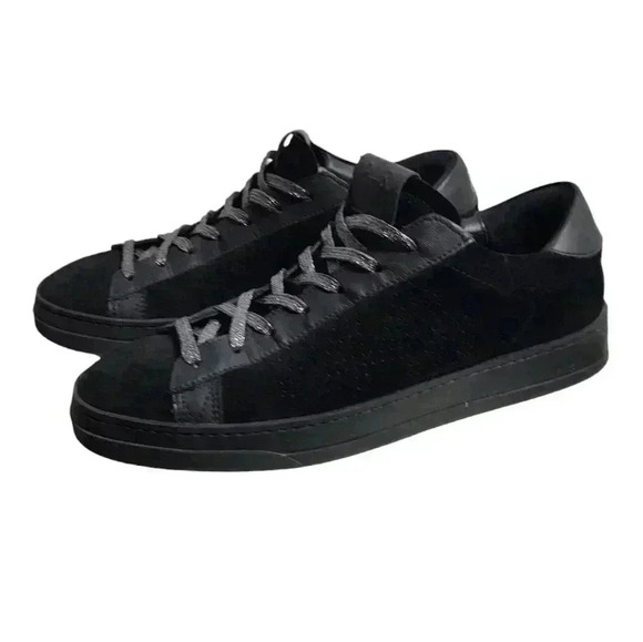 P448 Jack All Black Suede and Leather Italian Sneakers Size 39 US 8.5 - Picture 5 of 11